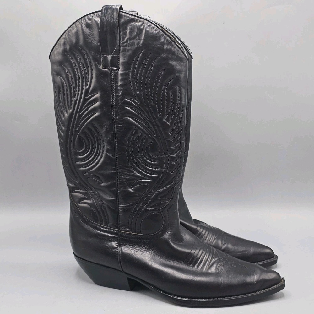 Vintage 80s Guess Georges Marciano Black Leather Western Boots Womens 10 Spain
